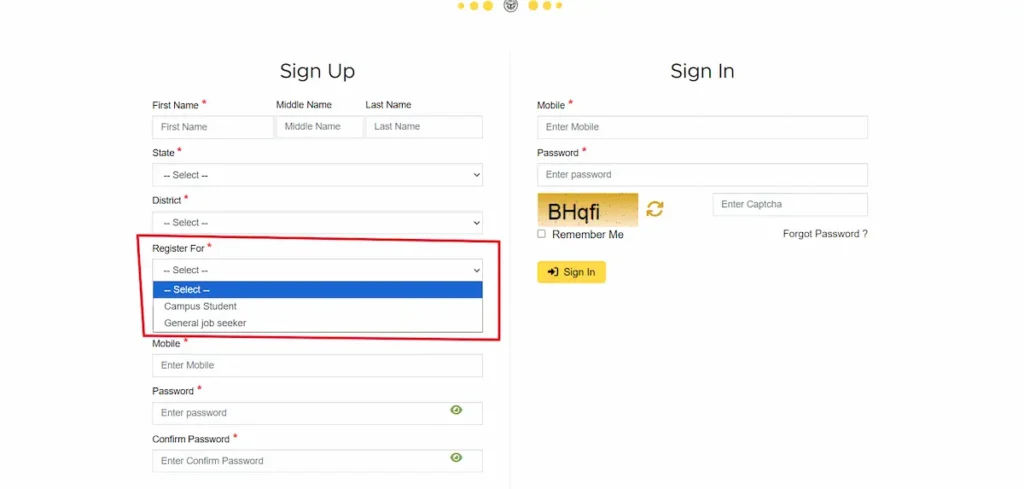 choose Registration type